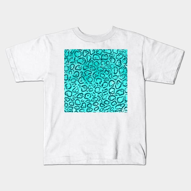 Aqua Watercolor wild cat pattern Kids T-Shirt by BiscuitSnack